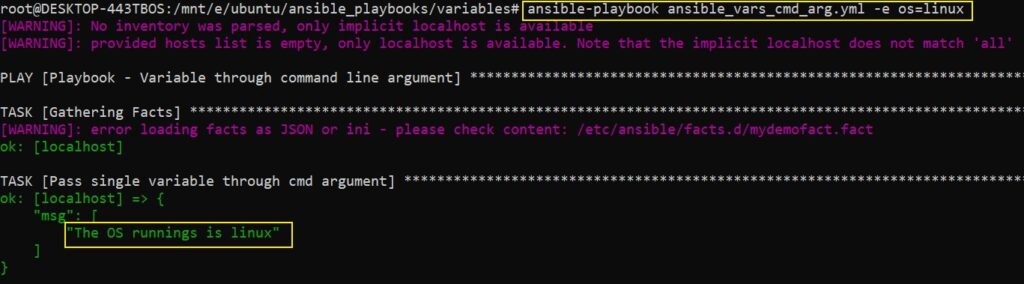 Ansible Playbook Command Line Variables